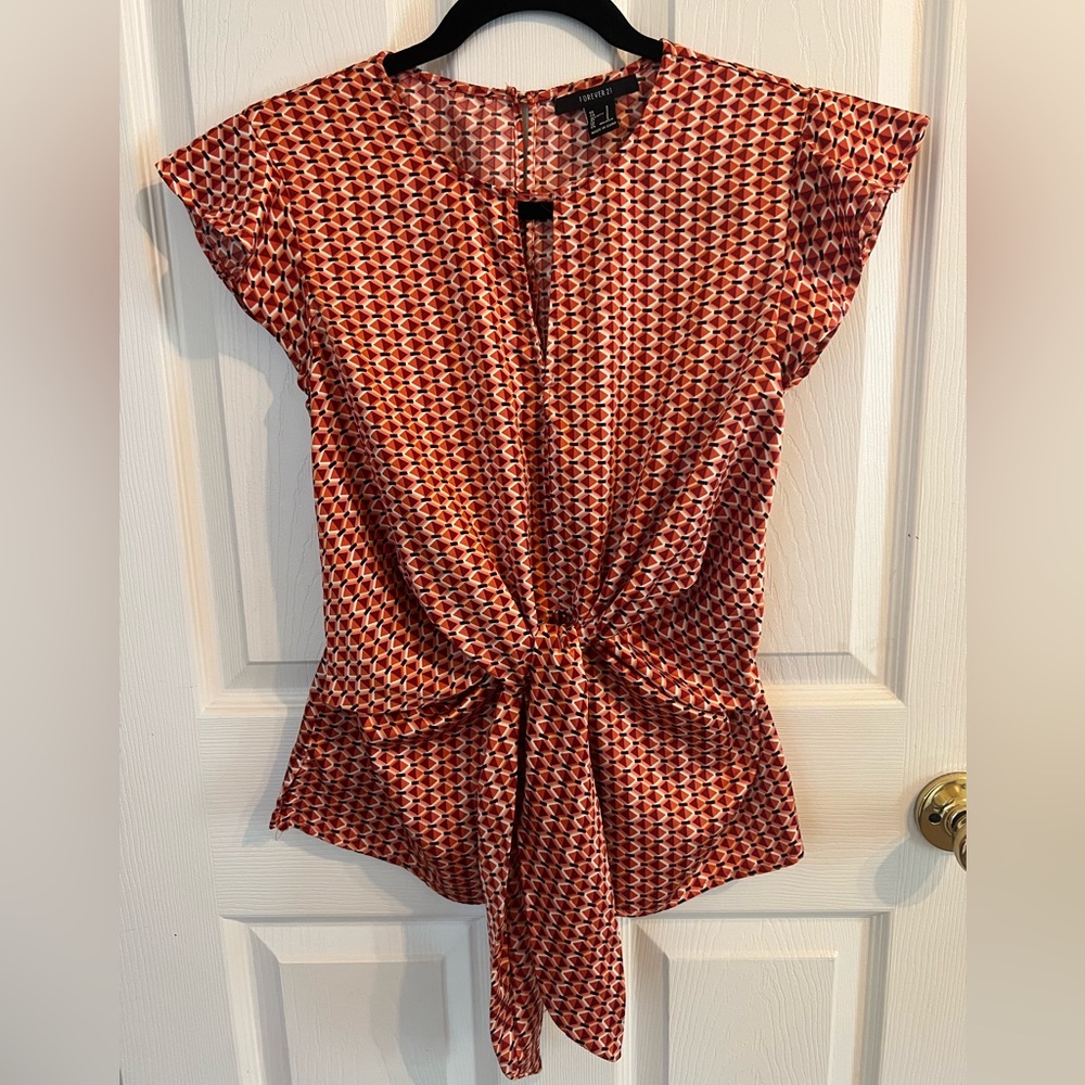 Forever 21 Flutter Sleeve Orange Blouse (sm)